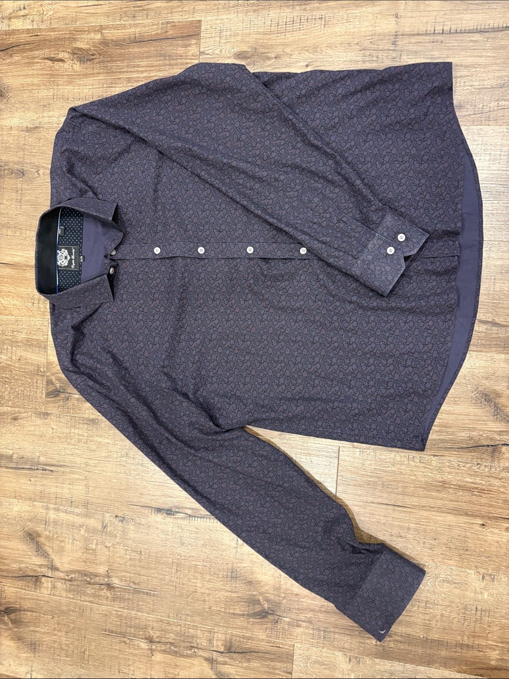 English Laundry Navy Patterned Long-Sleeve Dress Shirt